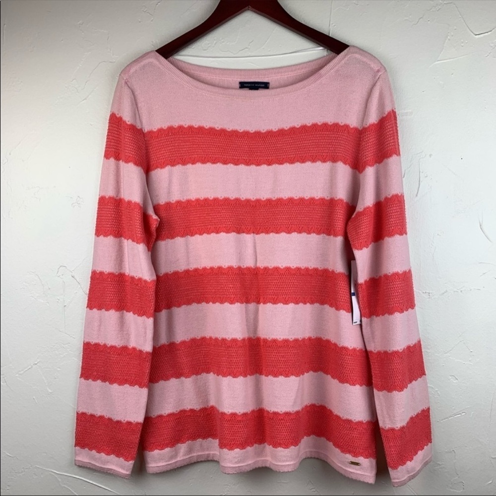 ❤️🔥Tommy Hilfiger - Pink Heather Lace Trim Sweater - XL - Picture 3 of 6